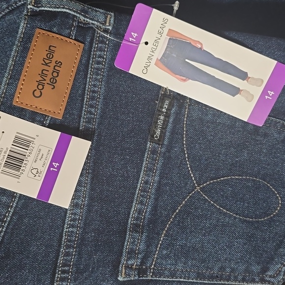Calvin Klein Women's Size 14 High Rise Straight Leg Dark Blue Jeans - Picture 5 of 7